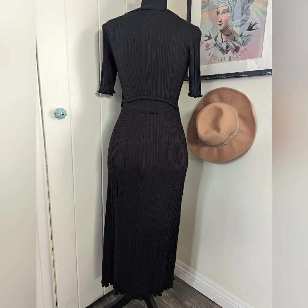 Everlane Rib Black Dress XS Whimsigoth Dark Feminine Witchy Romantic Boho
